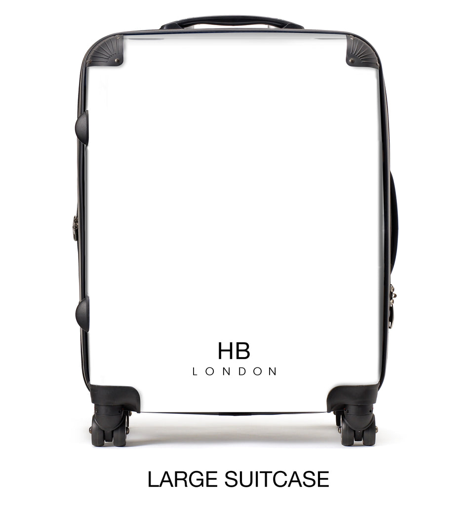 Personalised Black and Dusky Ink Marble with White Font Initial Suitcase - HB LONDON