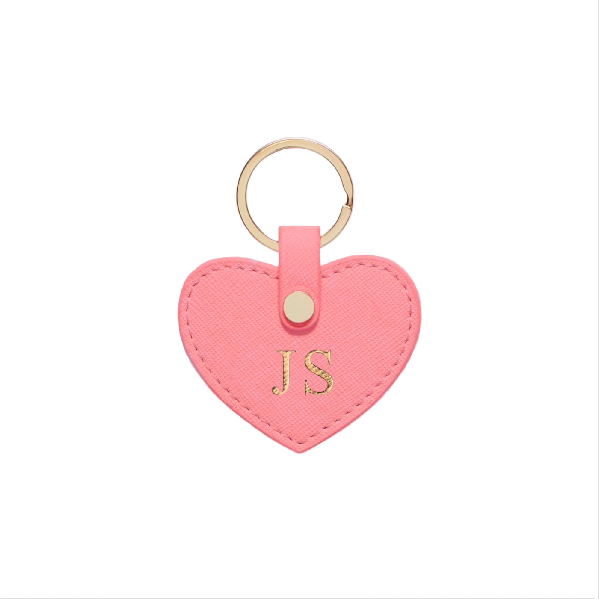 Flamingo Pink Saffiano Leather Key Ring - HB LONDON