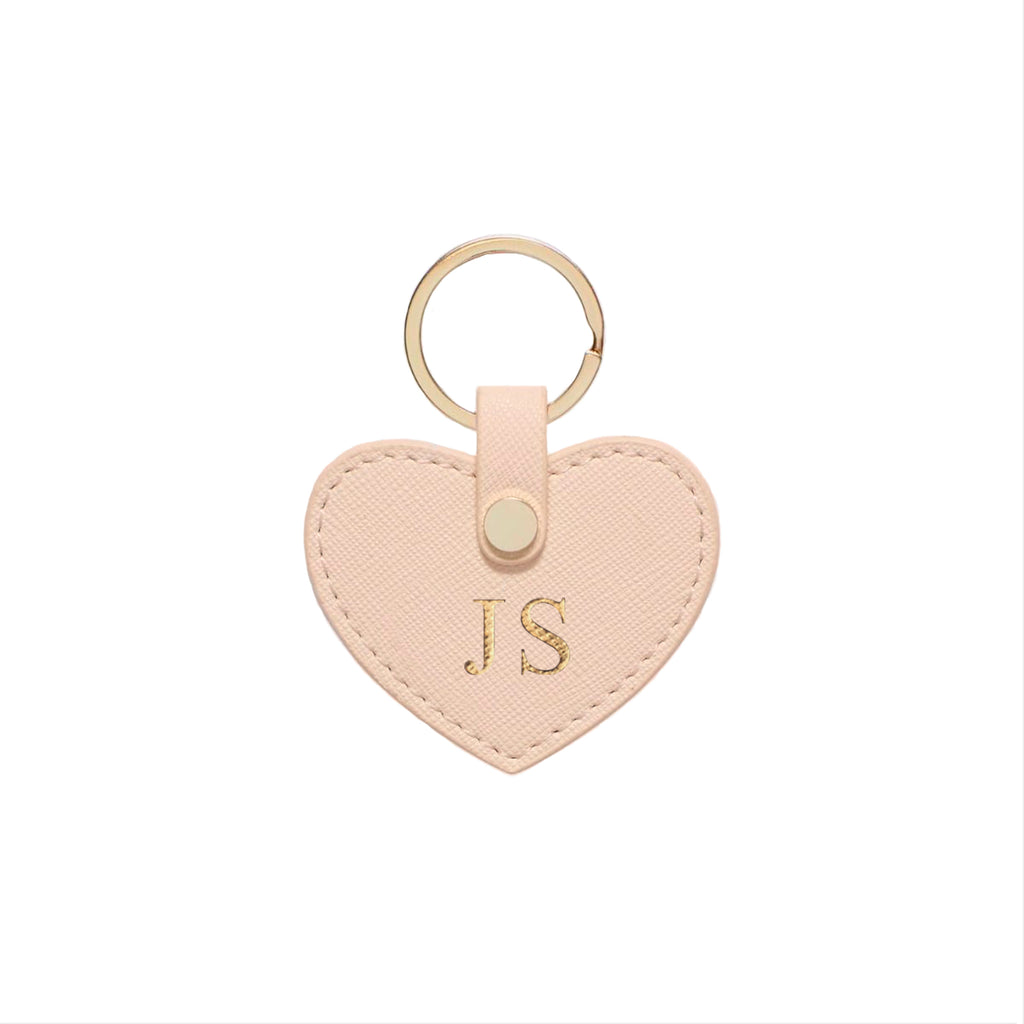Peach Pink Saffiano Leather Key Ring - HB LONDON