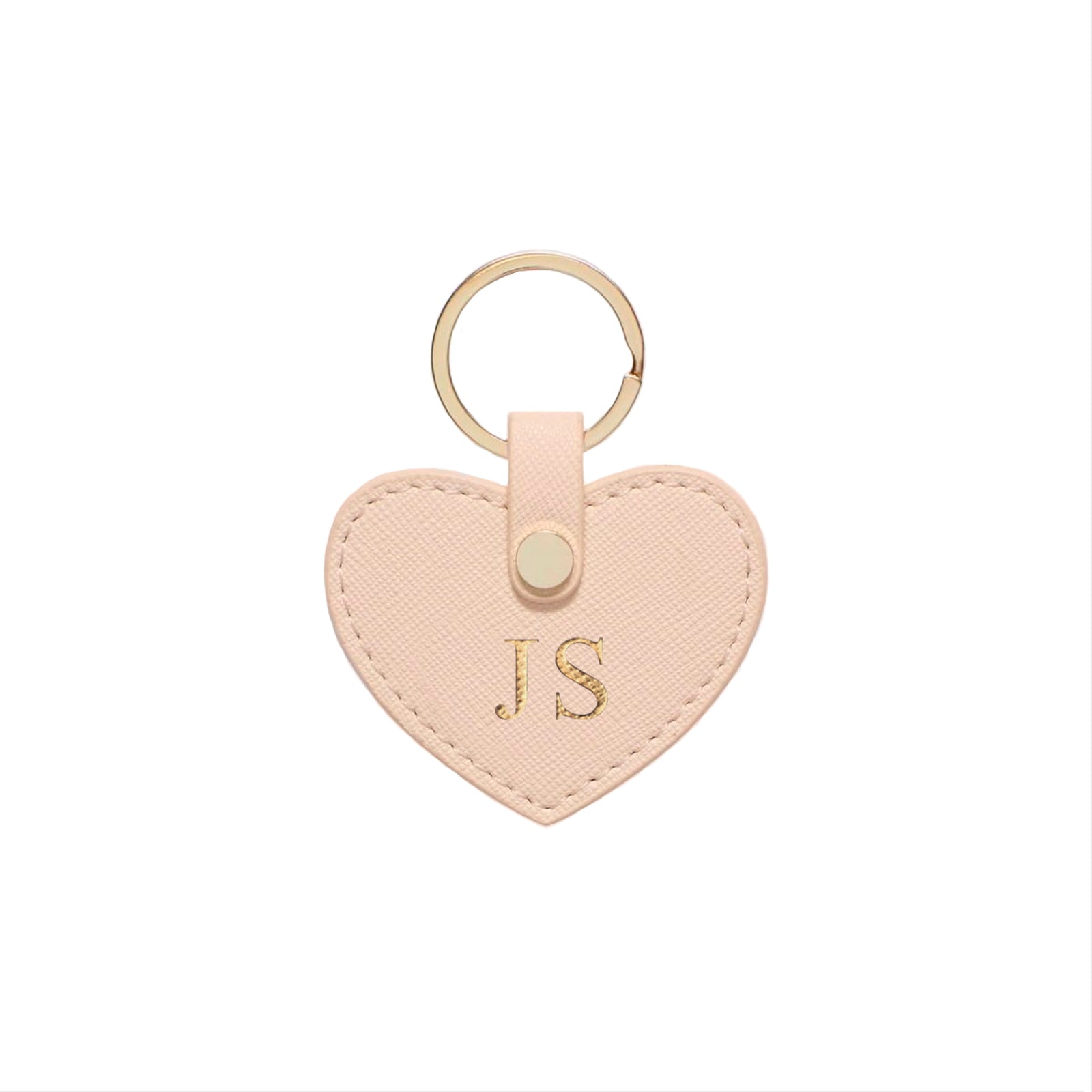 Peach Pink Saffiano Leather Key Ring - HB LONDON