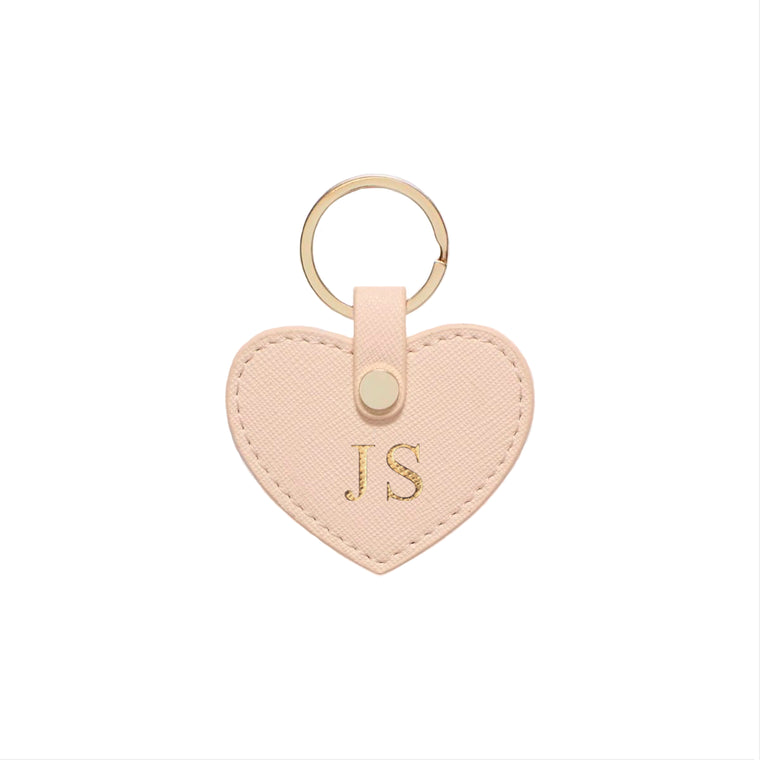 Peach Pink Saffiano Leather Key Ring - HB LONDON