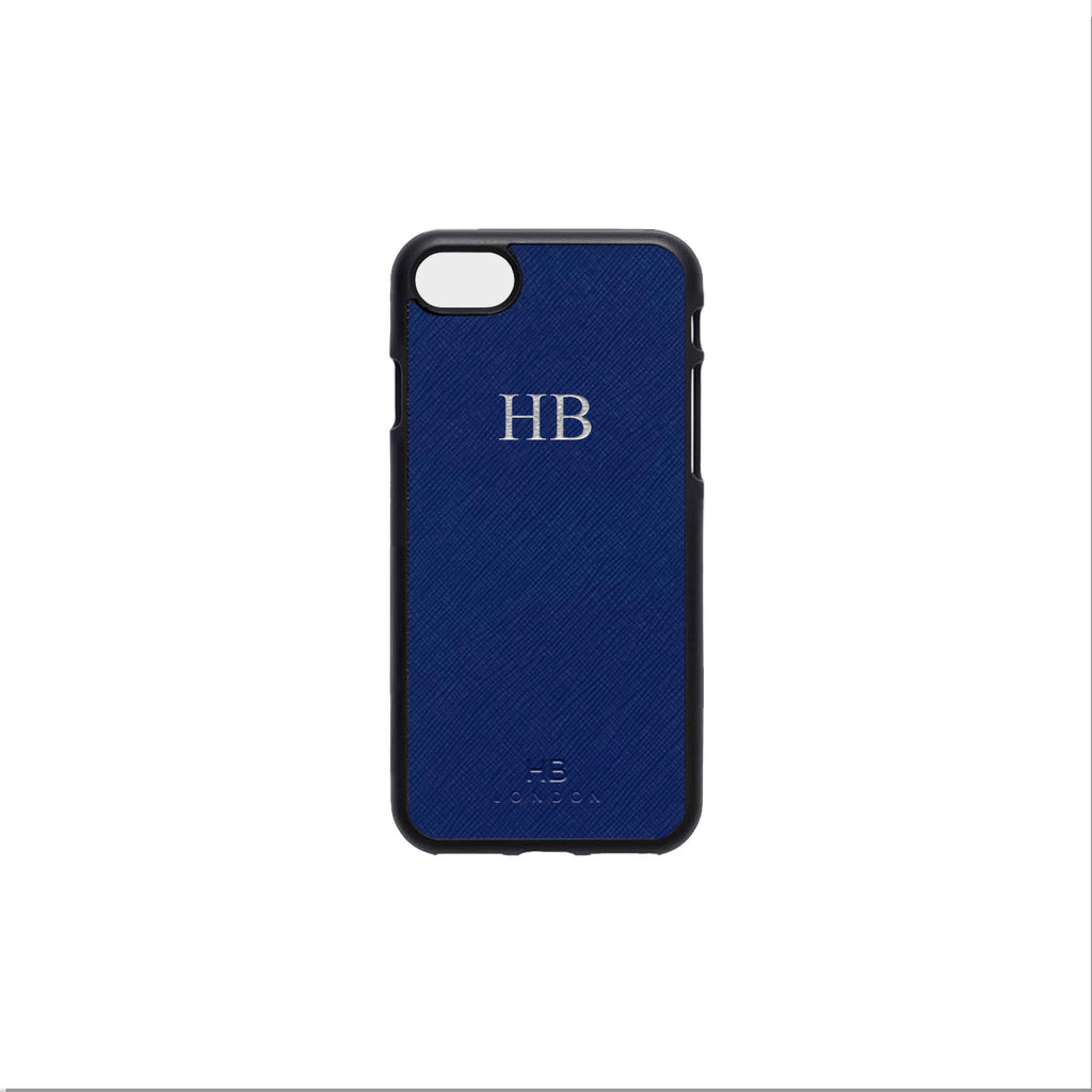 Navy Saffiano Leather iPhone7/8 Phone Case - HB LONDON