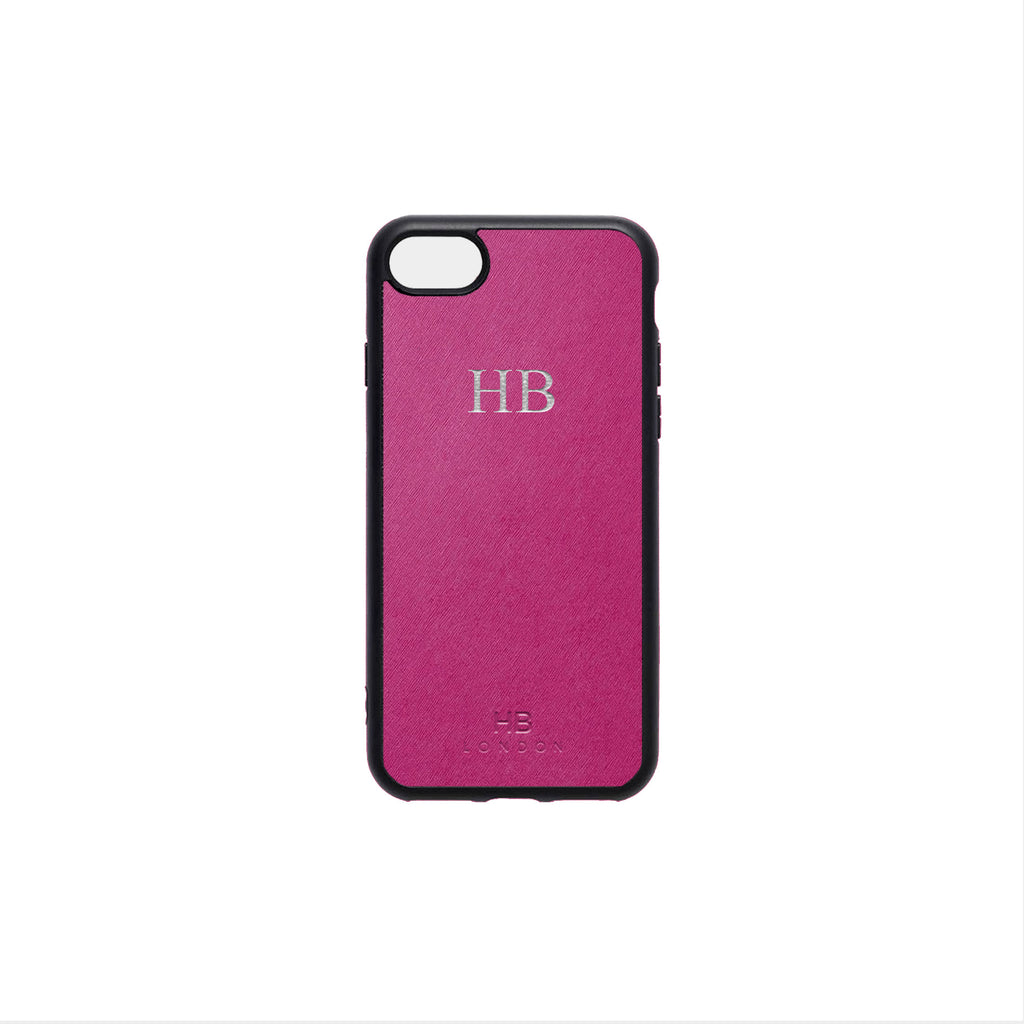 Berry Saffiano Leather iPhone7/8 Phone Case - HB LONDON