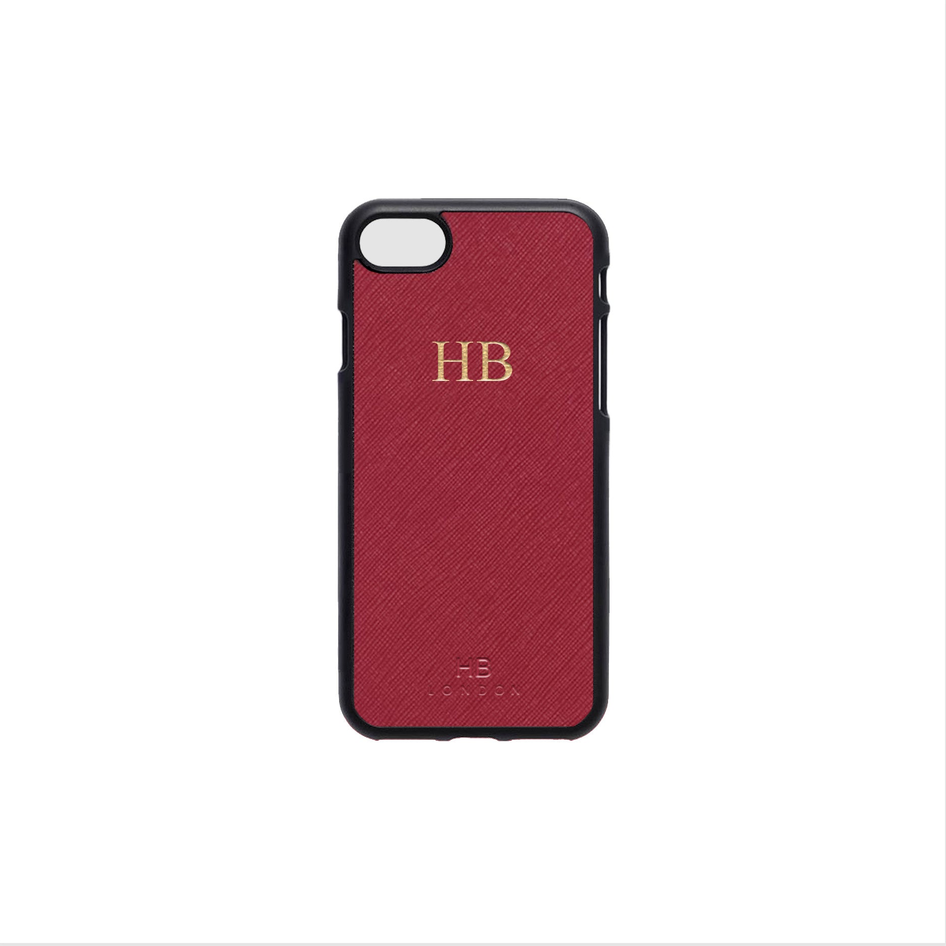 Cherry Red Saffiano Leather iPhone7/8 Phone Case - HB LONDON