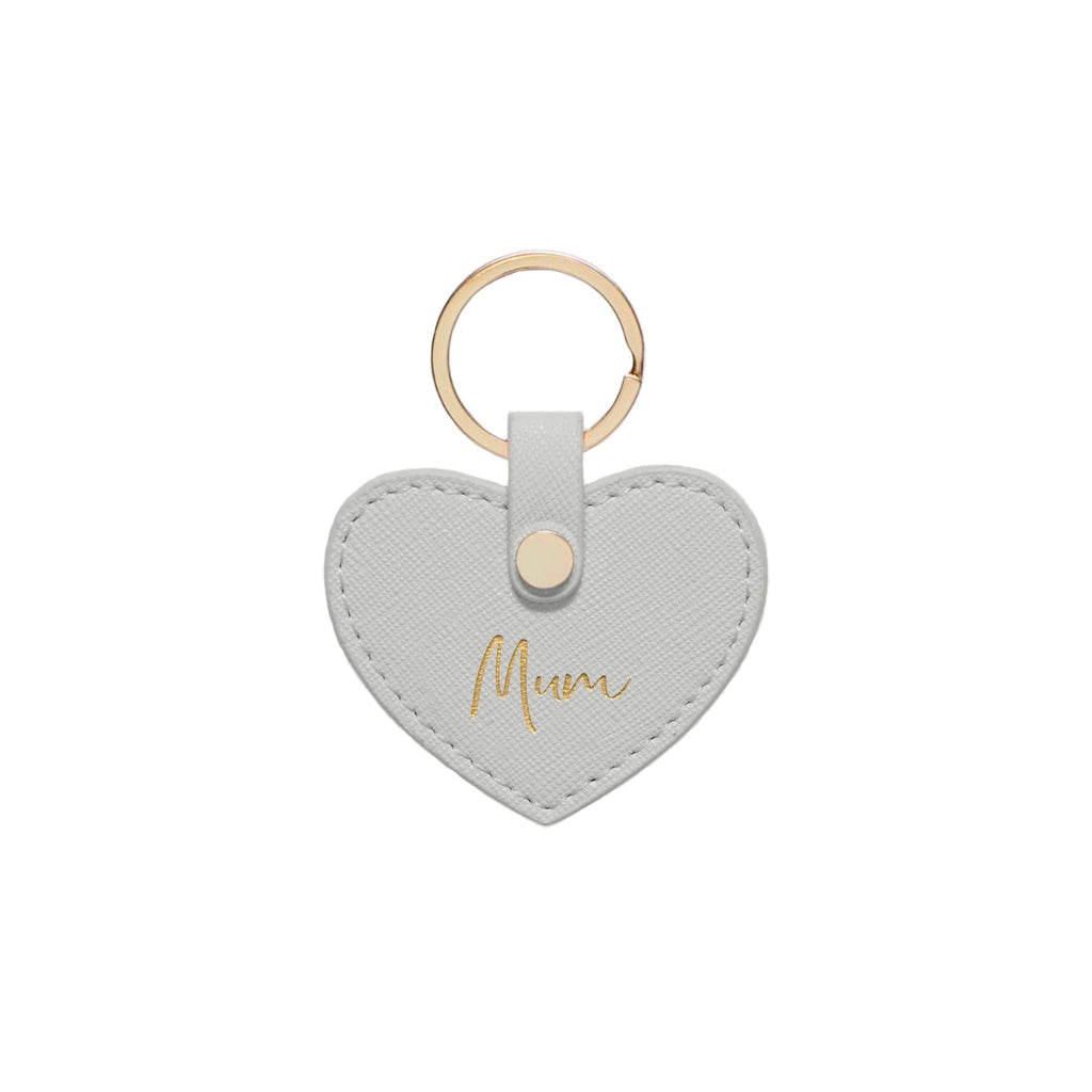 Silver Grey Saffiano Leather 'Mum' Key Ring - HB LONDON