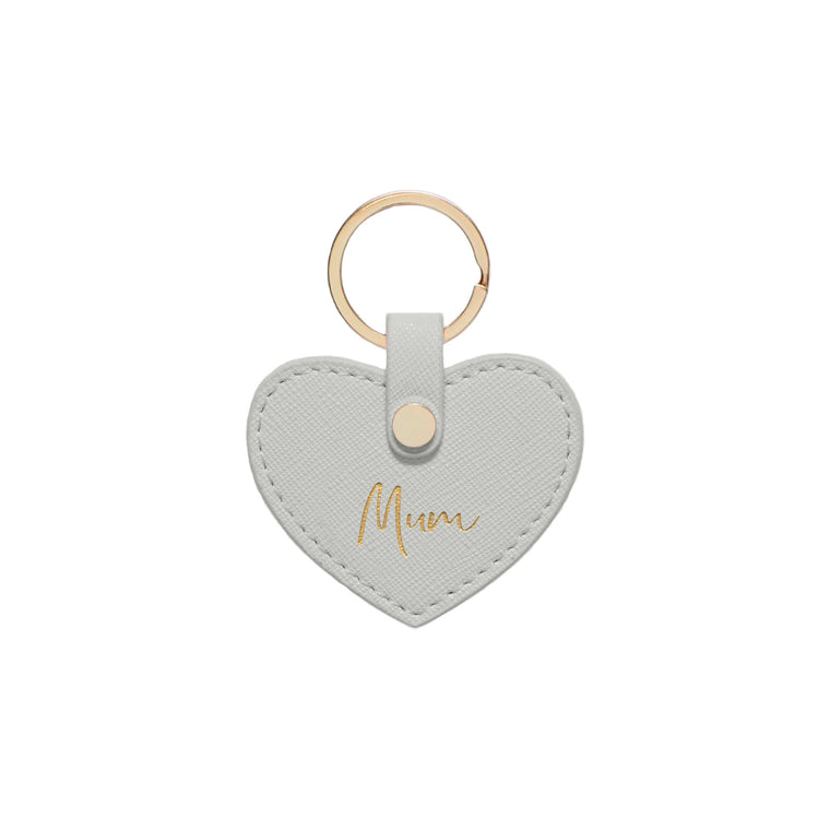 Silver Grey Saffiano Leather 'Mum' Key Ring - HB LONDON