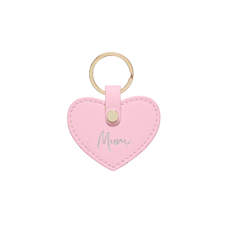Pink Saffiano Leather 'Mum' Key Ring - HB LONDON
