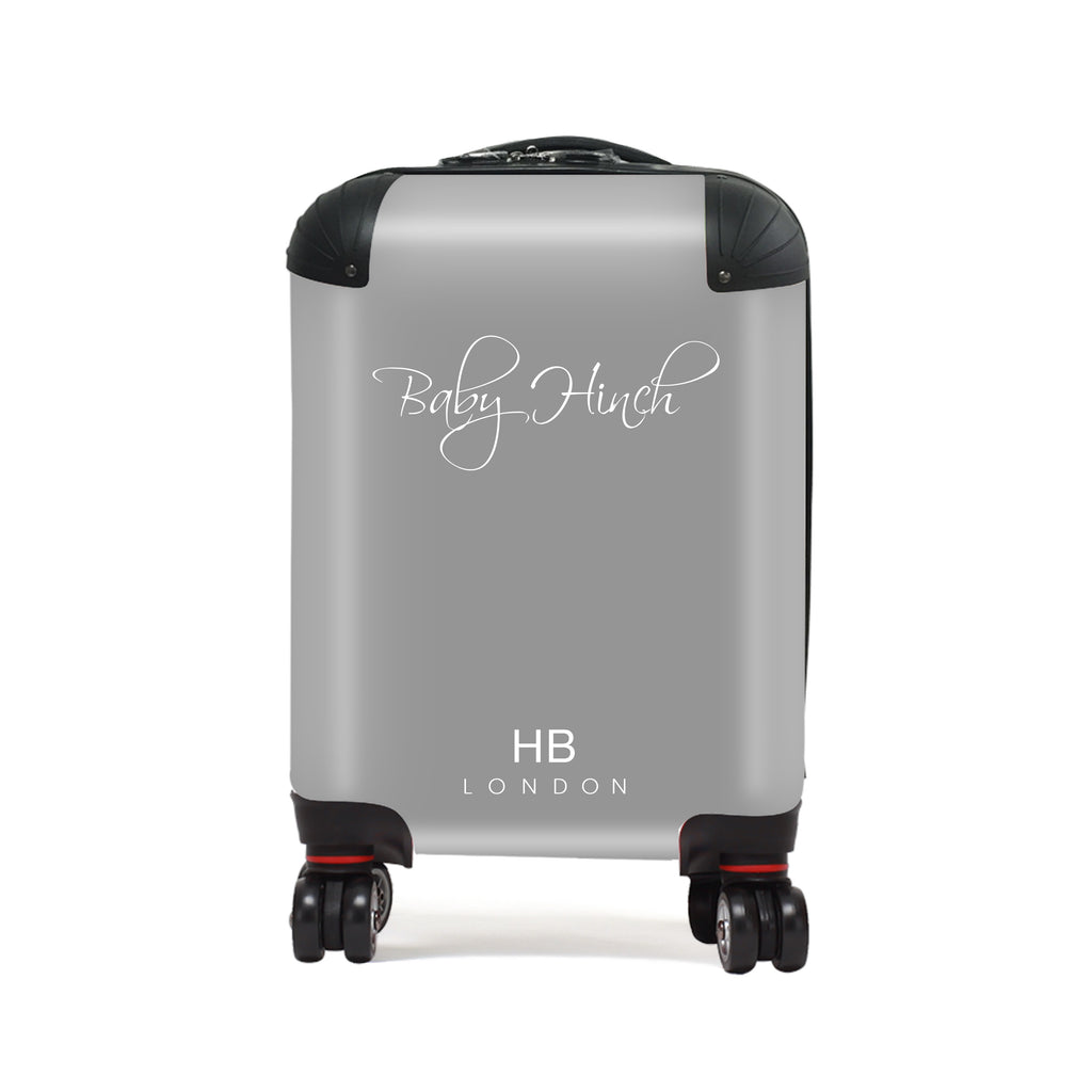 Personalised Grey with Customised White Font Children's Suitcase - HB LONDON