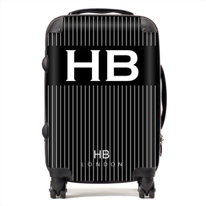 Personalised Black Pinstripe Initial Suitcase - HB LONDON