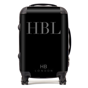 Personalised Black Subtle Fashion Font Initial Suitcase - HB LONDON