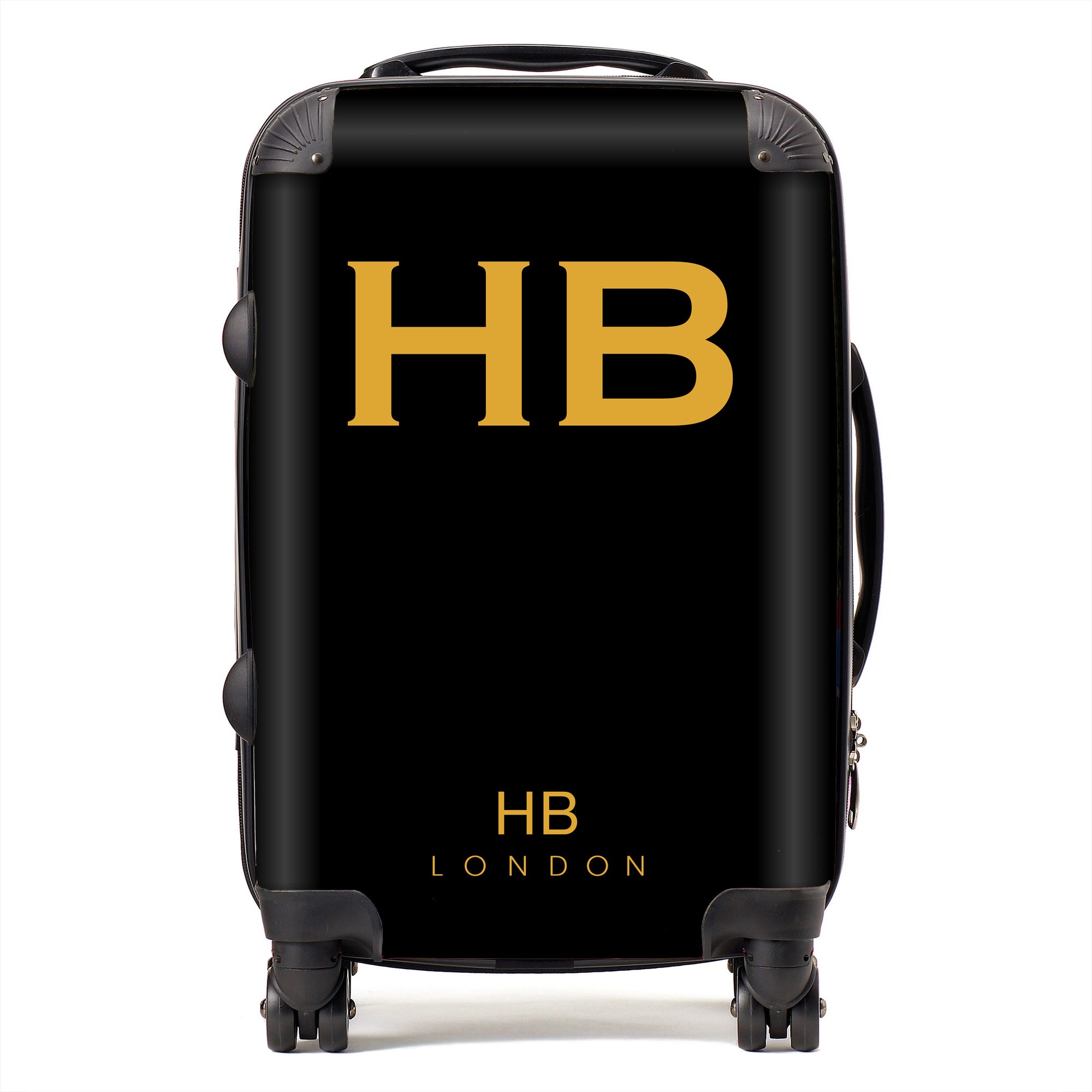 Personalised Black with Mustard Font Initial Suitcase - HB LONDON