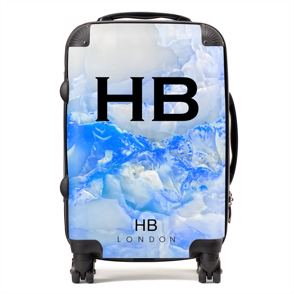 Personalised Blue Onyx Initial Suitcase - HB LONDON