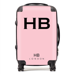 Personalised Blush with Black Font Initial Suitcase - HB LONDON