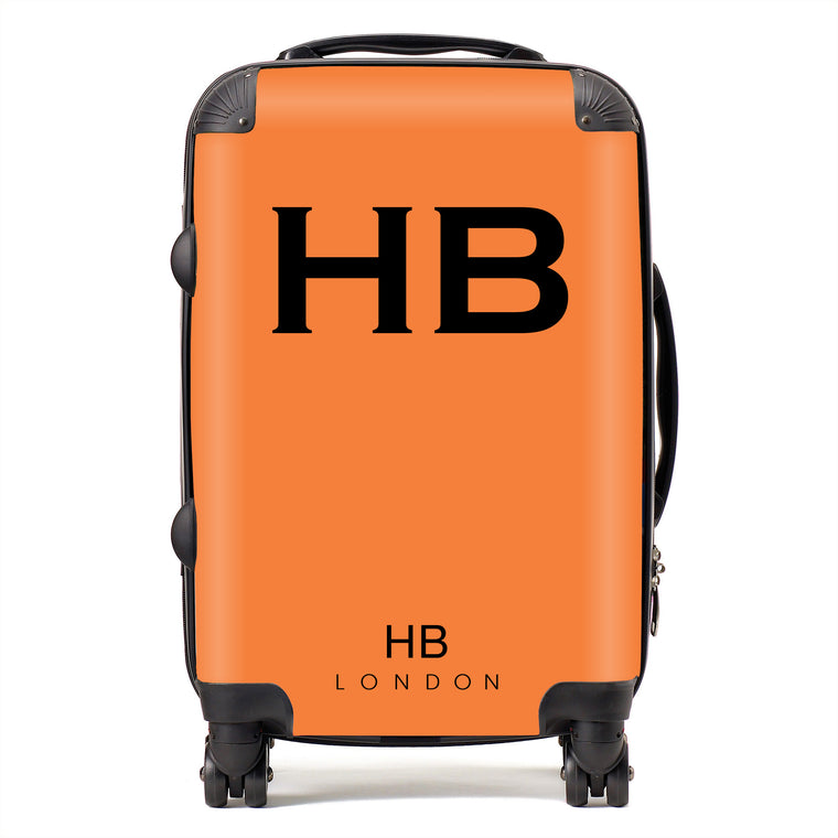 Personalised Clementine with Black Font Initial Suitcase - HB LONDON