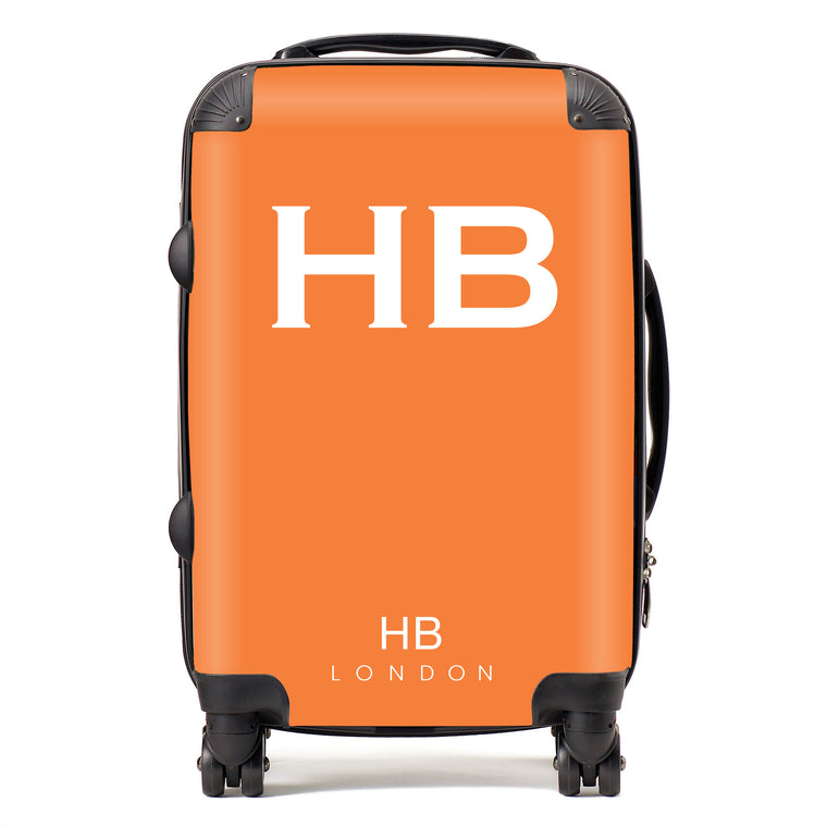 Personalised Clementine with White Font Initial Suitcase - HB LONDON