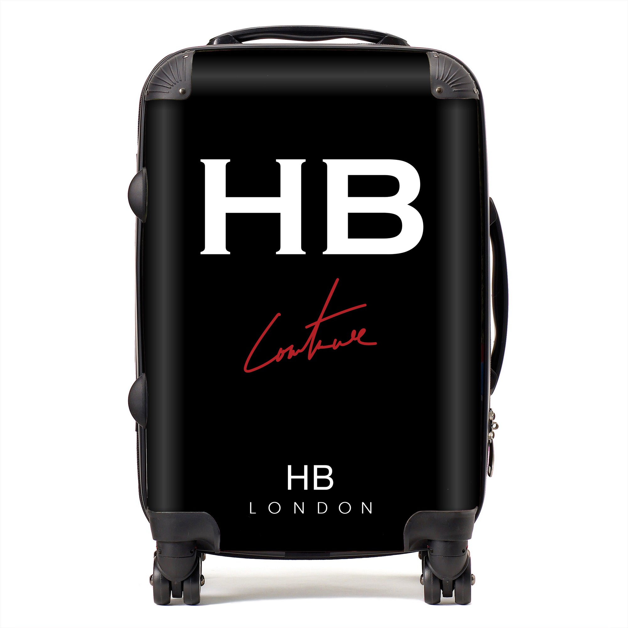 Personalised Black Couture Club Logo Initial Suitcase - HB LONDON