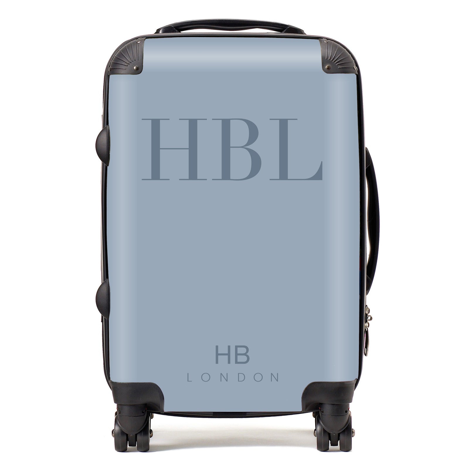 Personalised Dusty Blue Subtle Fashion Font Initial Suitcase - HB LONDON