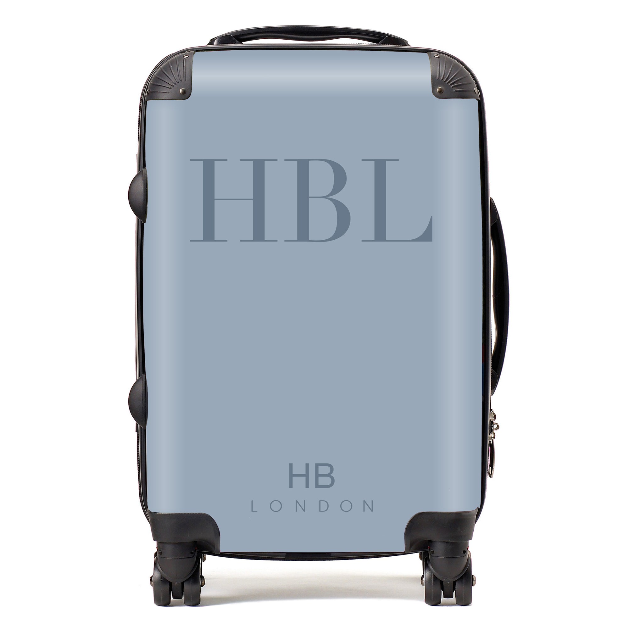 Personalised Dusty Blue Subtle Fashion Font Initial Suitcase - HB LONDON