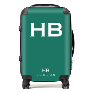 Personalised Forest Green with White Font Initial Suitcase - HB LONDON