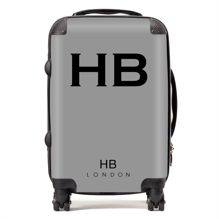 Personalised Grey with Black Font Initial Suitcase - HB LONDON