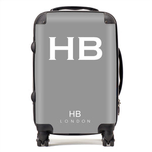 Personalised Grey with White Font Initial Suitcase - HB LONDON