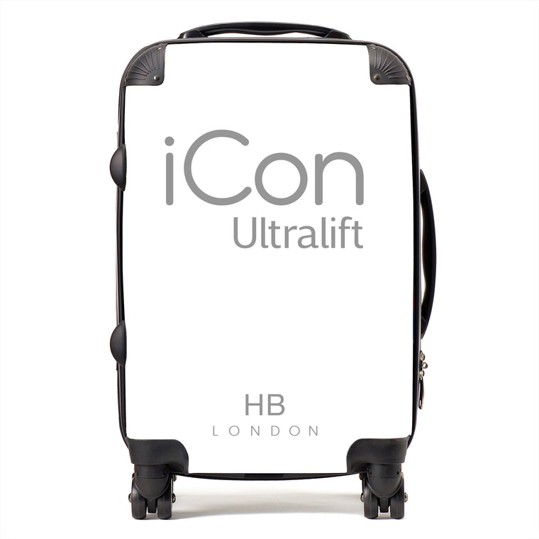 Personalised White with Custom Logo Initial Suitcase - HB LONDON
