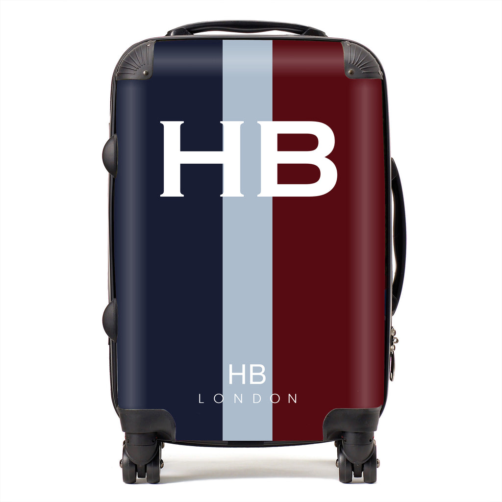 Personalised RAF Regimental Colours with White Font Initial Suitcase - HB LONDON