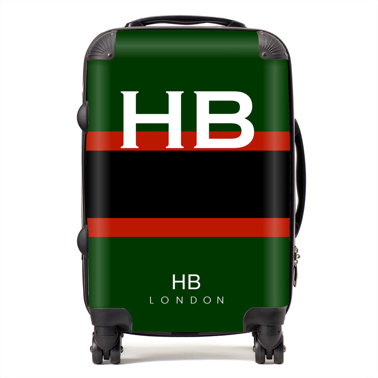 Personalised Rifles Regimental Colours with White Font Initial Suitcase - HB LONDON
