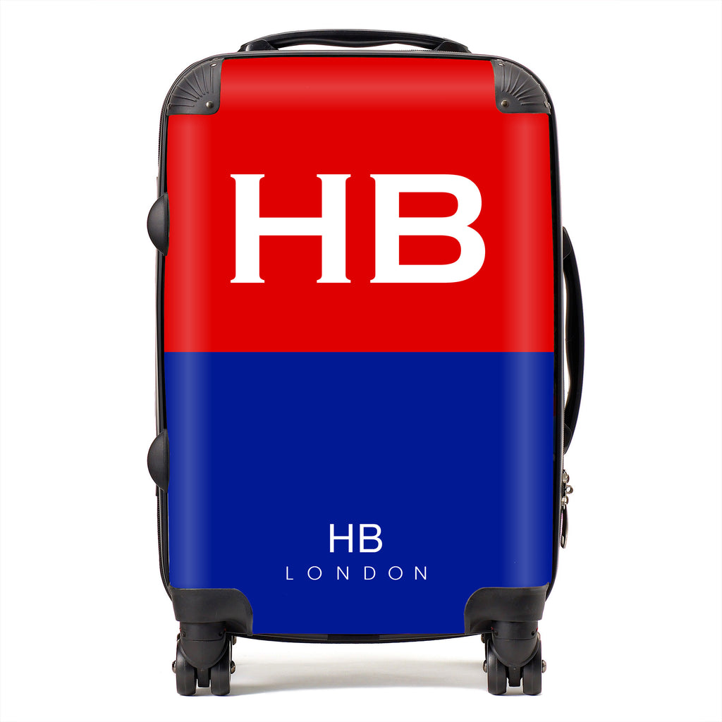 Personalised Royal Artillery Colours with White Font Initial Suitcase - HB LONDON