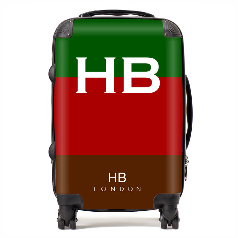Personalised Royal Tank Regimental Colours with White Font Initial Suitcase - HB LONDON