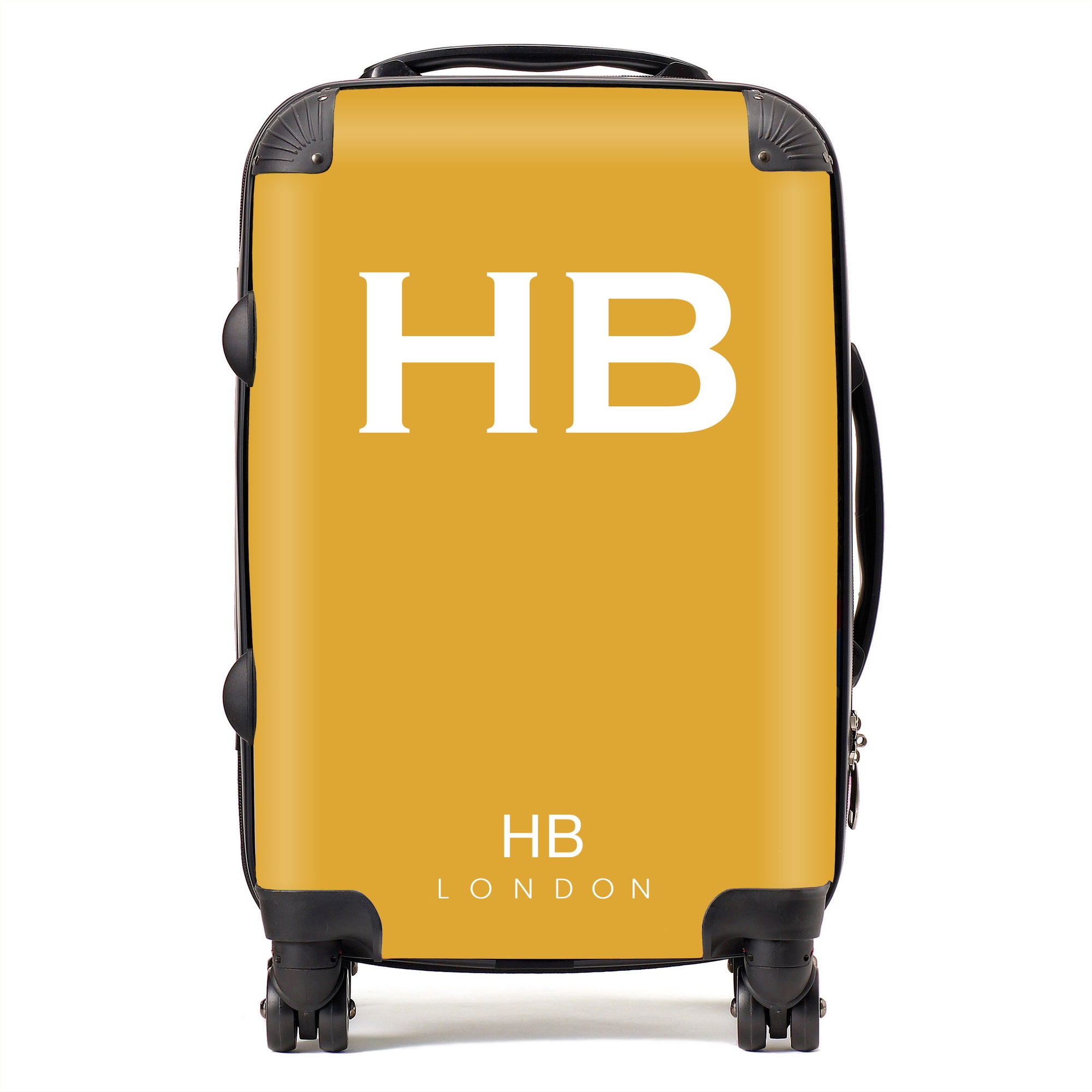 Personalised Mustard with White Font Initial Suitcase - HB LONDON