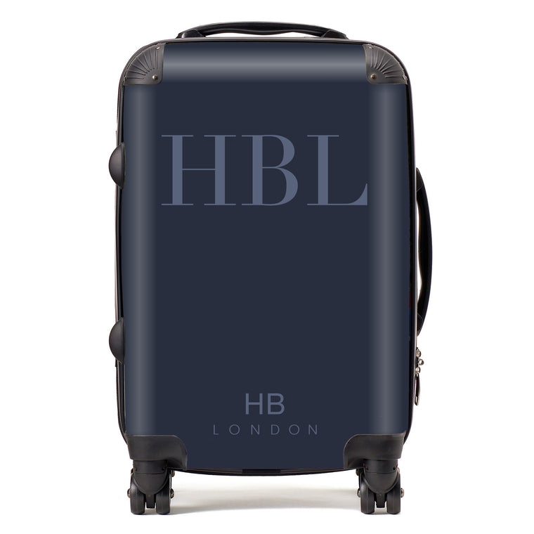 Personalised Navy Subtle Fashion Font Initial Suitcase - HB LONDON