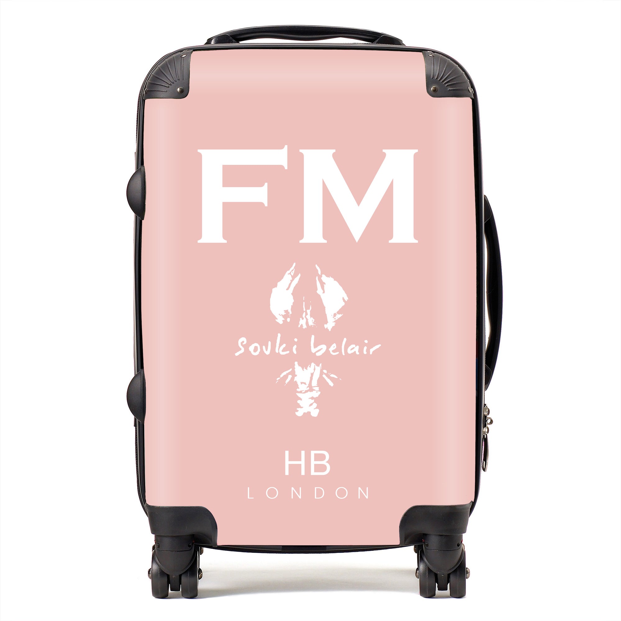 Personalised Nude Pink with Custom Logo Initial Suitcase - HB LONDON