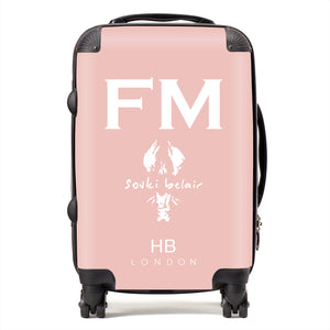 Personalised Nude Pink with Custom Logo Initial Suitcase - HB LONDON