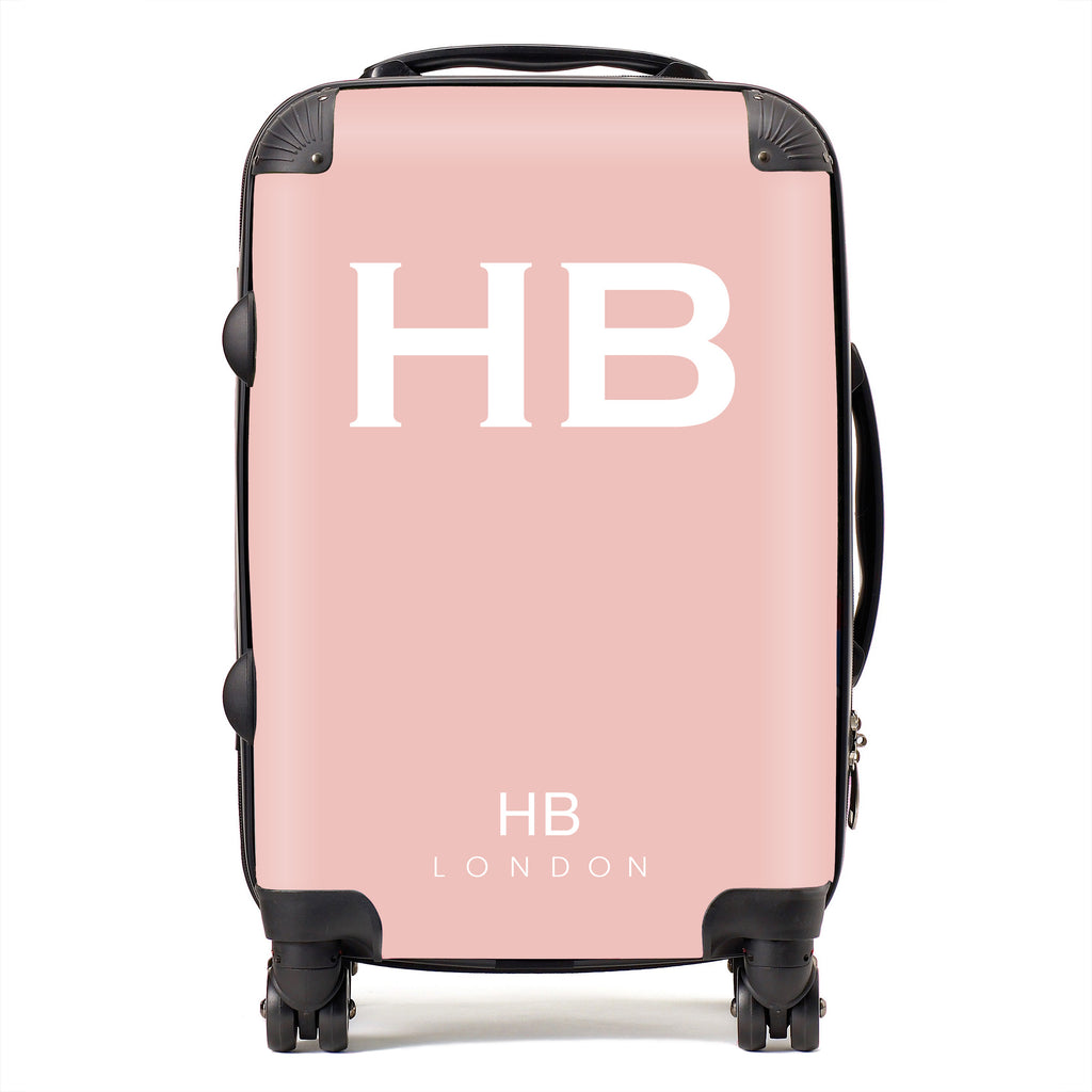 Personalised Nude Pink with White Font Initial Suitcase - HB LONDON