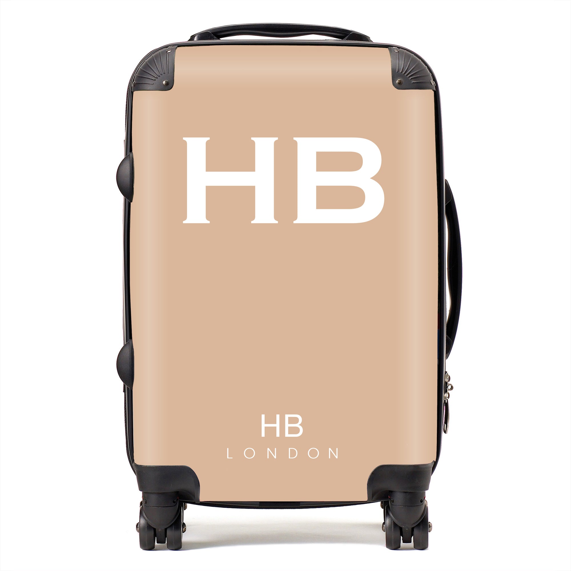 Personalised Nude with White Font Initial Suitcase - HB LONDON