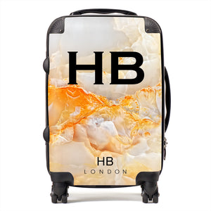 Personalised Orange Onyx Initial Suitcase - HB LONDON