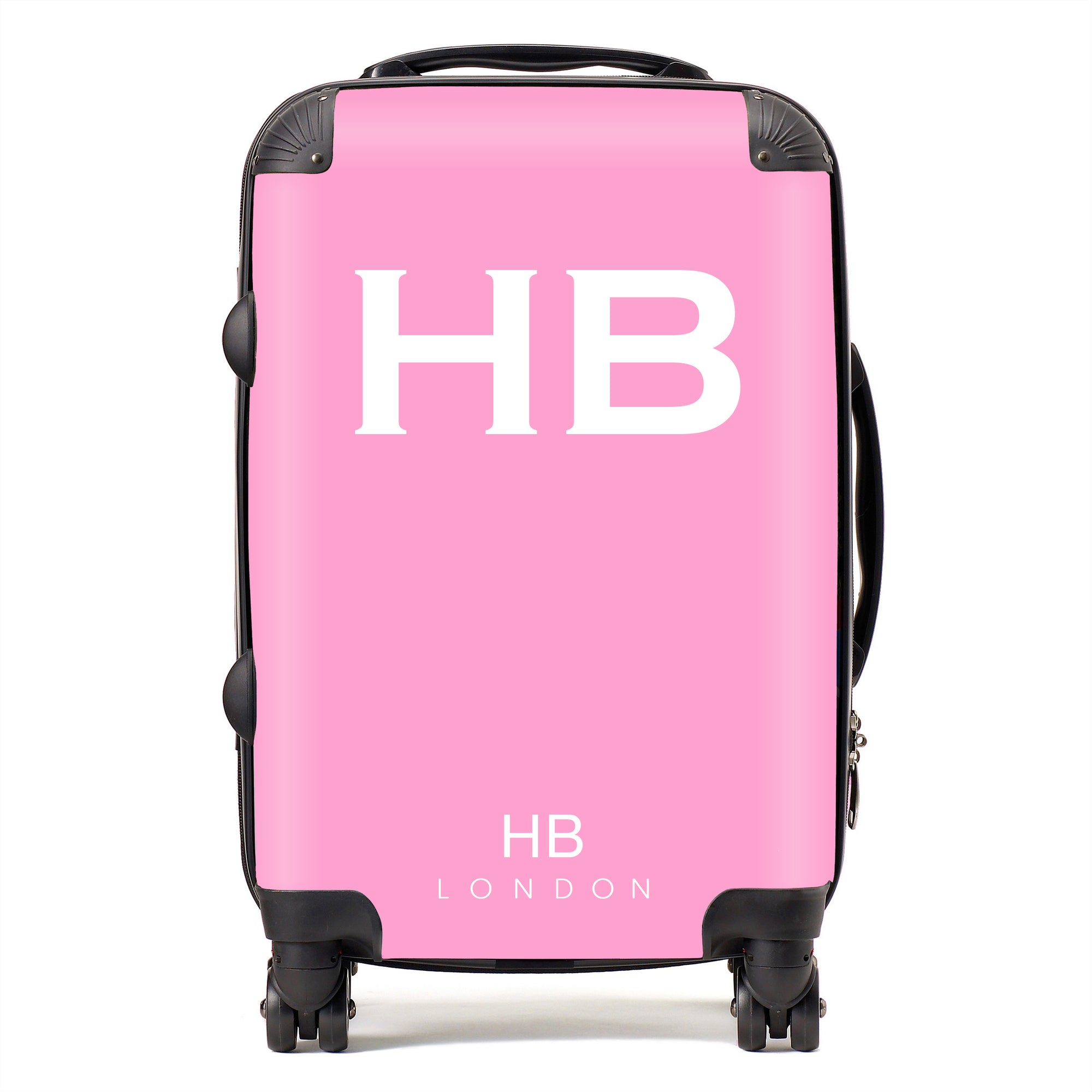 Personalised Pink with White Font Initial Suitcase - HB LONDON