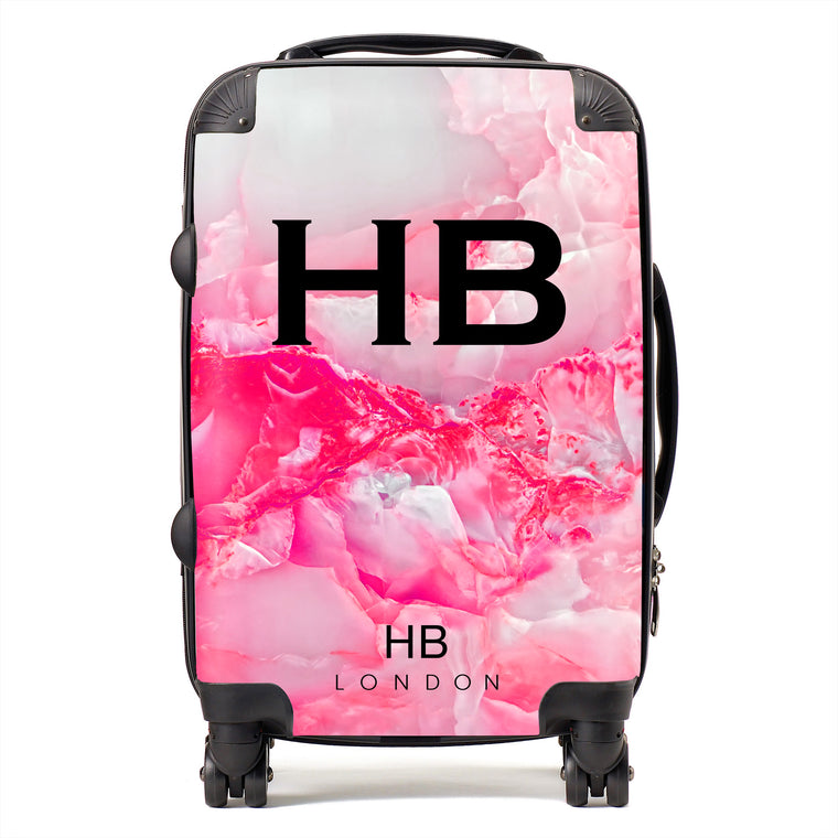 Personalised Hot Pink Onyx Initial Suitcase - HB LONDON
