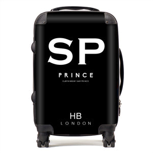 Personalised Black with Custom Logo Initial Suitcase - HB LONDON