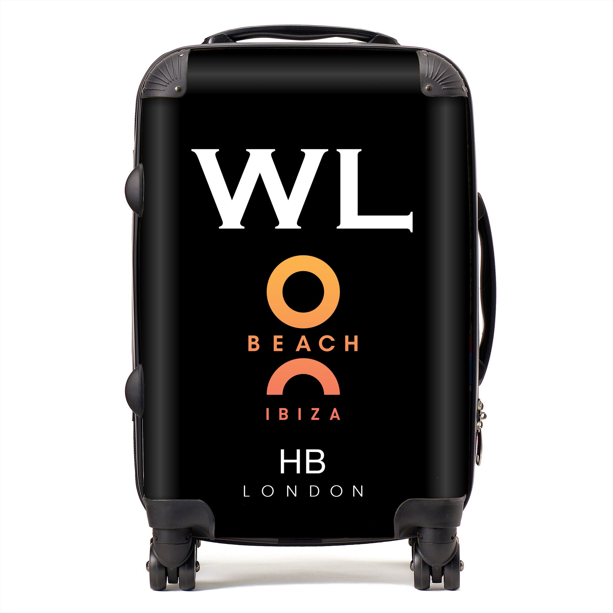 Personalised Black with Custom Logo Initial Suitcase - HB LONDON