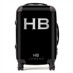 Personalised Black with Silver Font Initial Suitcase - HB LONDON