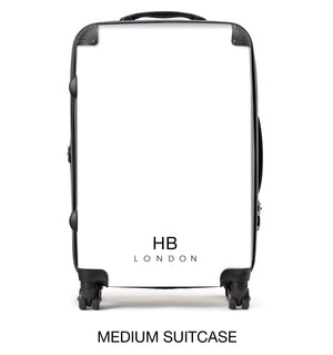 Personalised Black and Dusky Ink Marble with White Font Initial Suitcase - HB LONDON