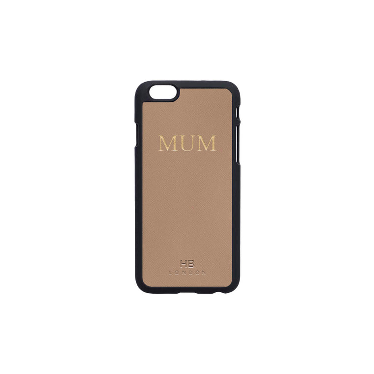 Nude Taupe Saffiano Leather iPhone6/6s Phone Case - HB LONDON