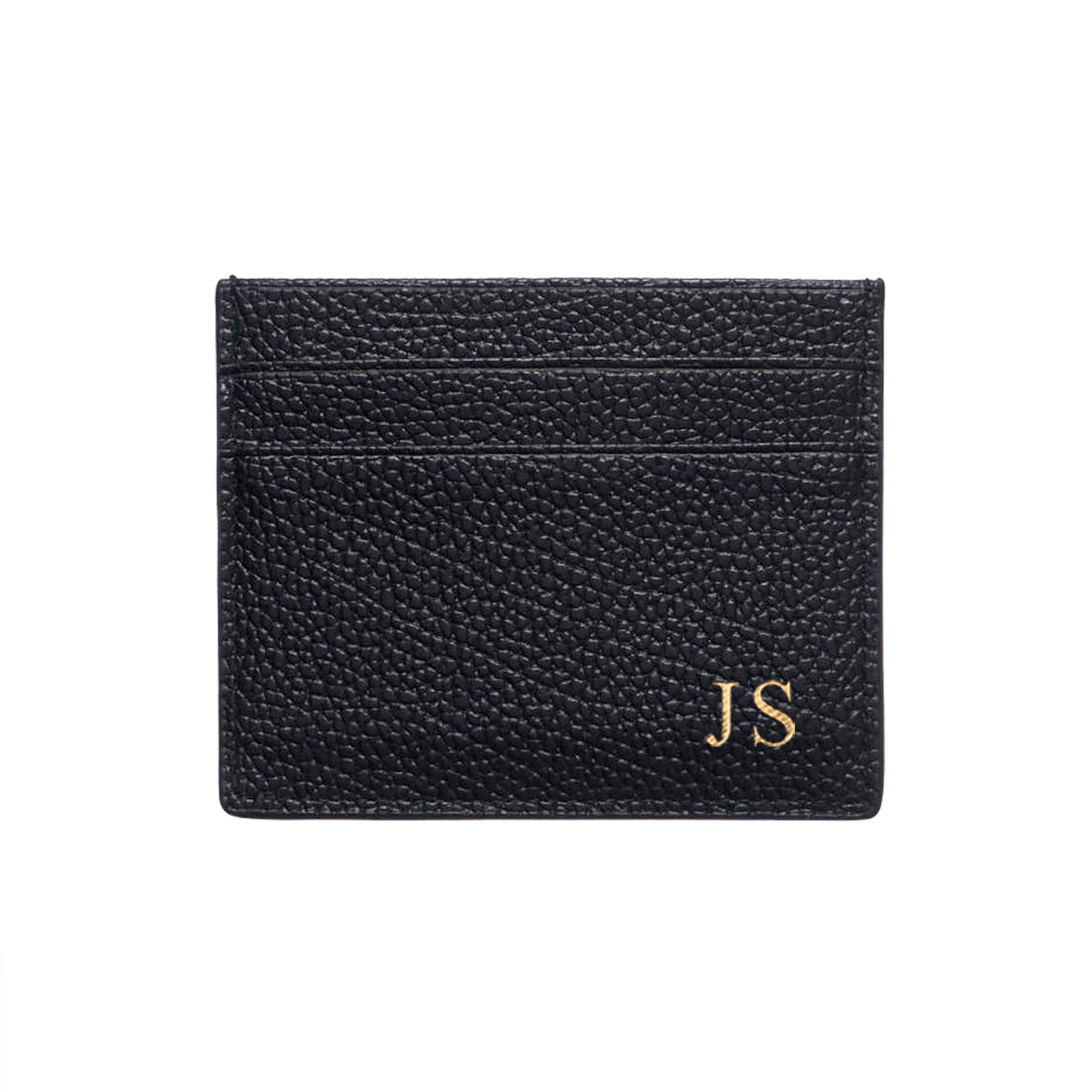 Black Pebble Leather Double Card Holder - HB LONDON