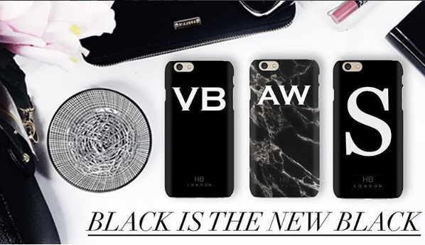 Personalised Black Single Initial with White Font Phone Case - HB LONDON