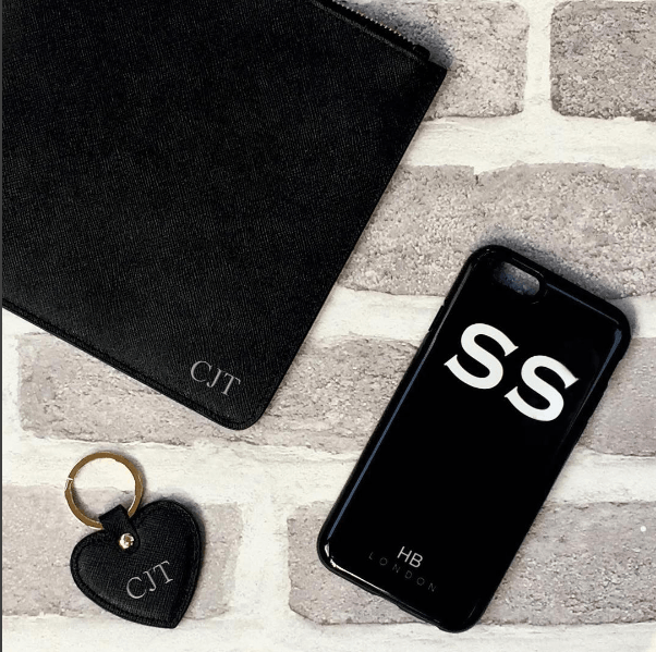 Personalised Black with White Font Initial Phone Case - HB LONDON