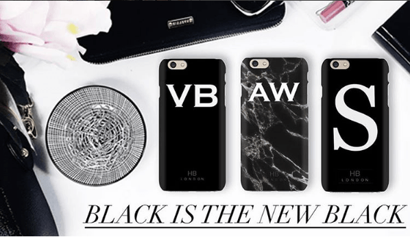 Personalised Black Marble Initial Phone Case - HB LONDON