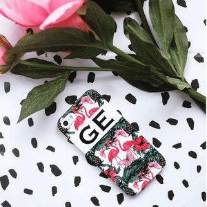 Personalised Flamingo and Butterfly Initial Phone Case - HB LONDON