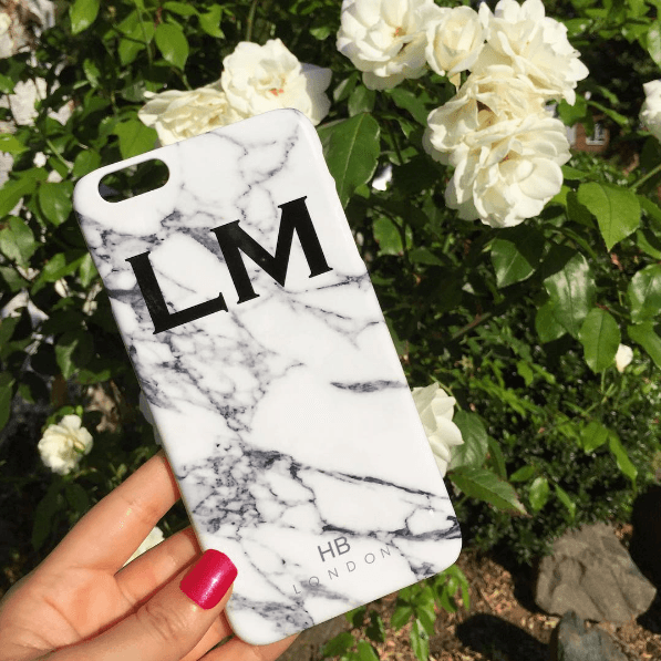 Personalised White Marble Initial Phone Case - HB LONDON
